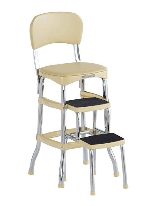 Cosco Stylaire Retro Chair Step Stool With Sliding Steps Yellow