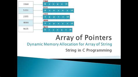 115 Array Of Pointers Dynamic Memory Allocation For Array Of String