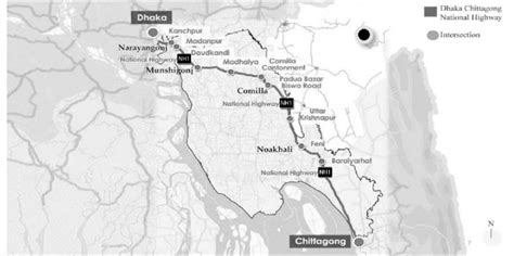 Layout Of Dhaka Chittagong National Highway Source Ministry Of Road