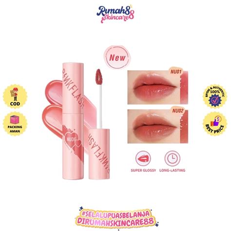 Jual Pinkflash Watery Glam Lip Gloss Lipstick Super Glossy Shiny Moisturizing Non Sticky Long