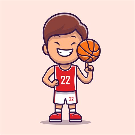 Boy Playing Basketball Cartoon Vector Icon Illustration People Sport