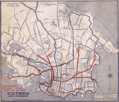 Bc History 1936 Victoria Map Showing The Street Car Routes Map