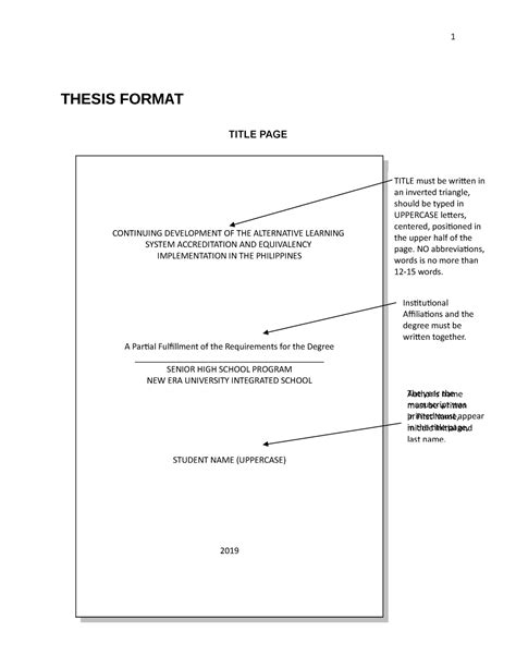 Thesis Format Thesis Format Title Page Continuing Development Of The