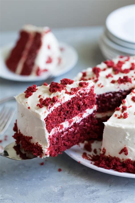 From scratch moist red velvet cake with cream cheese frosting! Moist Red Velvet Cake and Whipped Cream Cheese Frosting - Savory Spicerack