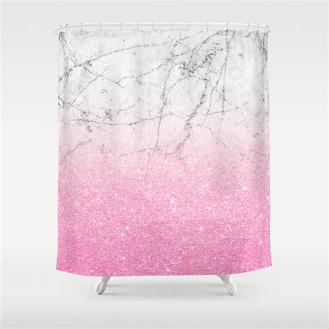 Pink Gold Glitter And Grey Marble Shower Curtain By Mydream Society6