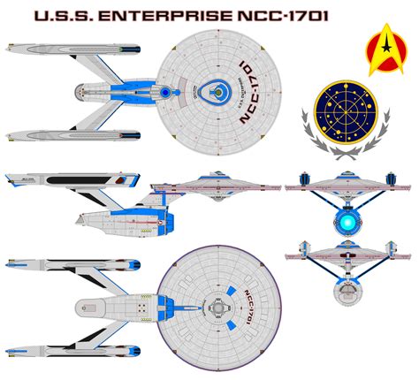 The Uss Enterprise Nc 701 Model Is Shown In Three Different Views