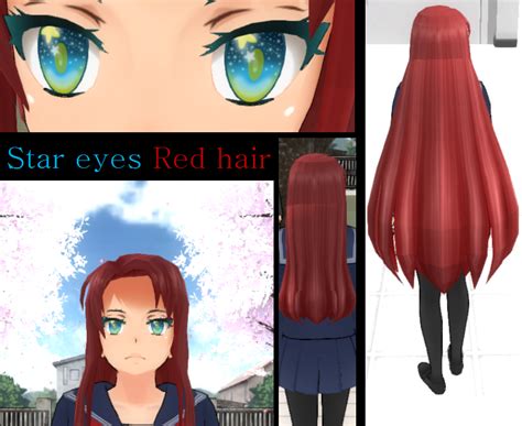 Star Eyes Red Hair Yandere Simulator Custom Skin By Kano Tan On