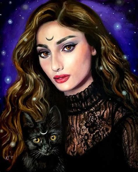 8 X 10 Pagan Art Print Raven And Rowena Black Cat Art Print Pop