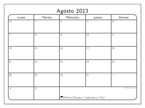Calendario Agosto De 2023 Para Imprimir “74ds” Michel Zbinden Py