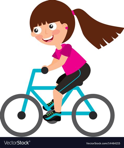 Little Girl Riding Bicycle Royalty Free Vector Image