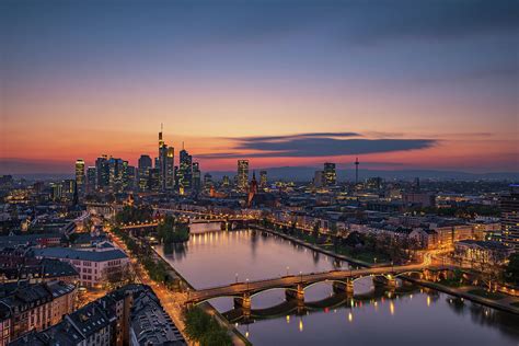 Frankfurt Skyline At Sunset Photograph By Robin Oelschlegel