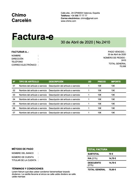 Plantilla Factura Basica Para Excel Descargar Images