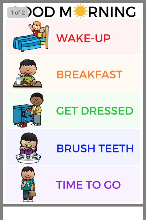 Printable Morning Routine Charts Daily Routine Chart For Kids Images