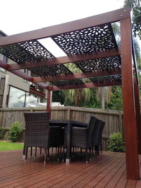 The first type of privacy screen you can combine directly with the railing design of your deck is a lattice. Architectural aluminium roof screening | Modern pergola ...