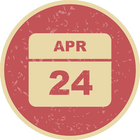 April 24th Date On A Single Day Calendar 500039 Vector Art At Vecteezy