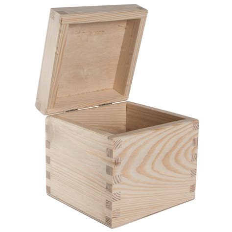 Square Cube Unpainted Wooden Box 43 X 43 X 39 Decorative Plain