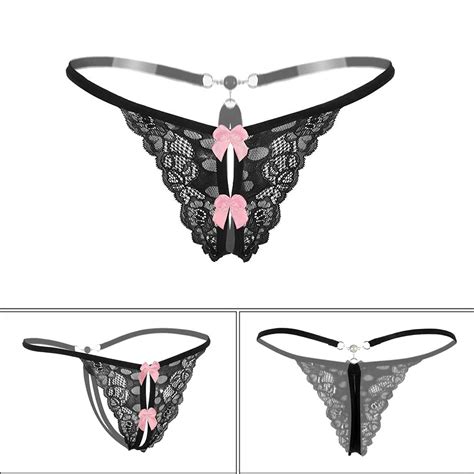 4er Packs String Ouvert Damen Mit Perlen Blumen Loch Set Frauen Frau