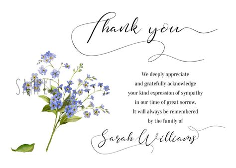Personalized Funeral Thank You Card Sympathy Thank You Card Etsy