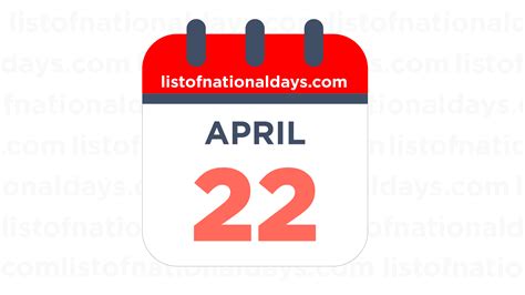 April 22nd National Holidays Observances And Famous Birthdays