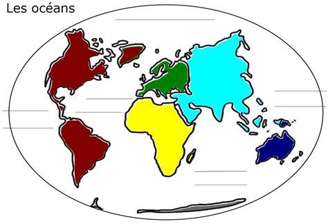 Carte du monde avec les océans à compléter Carte du monde Carte anniversaire à imprimer