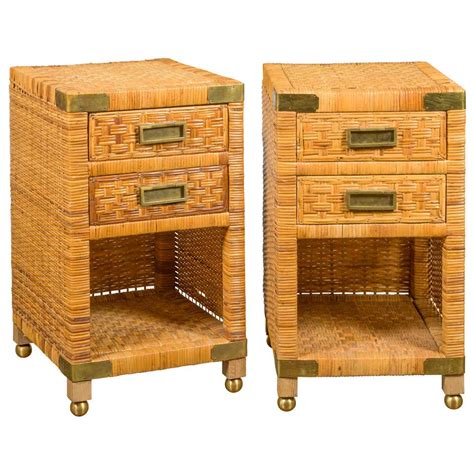 We offer lots of bedside table styles with shelf and drawer options. Pair of Midcentury Asian Rattan Bedside Tables with ...