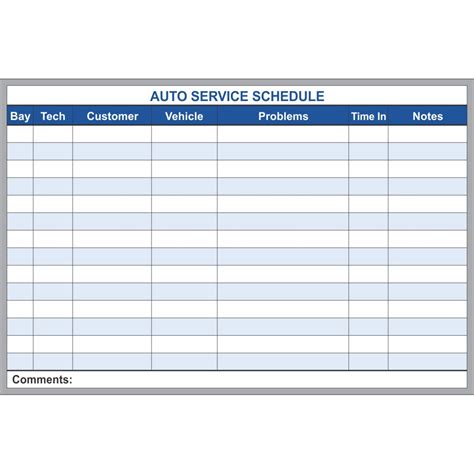 Dry Erase Vehicle Maintenance Planner Auto Service Schedule