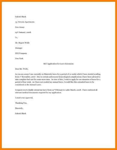 Exle Of Maternity Leave Extension Letter Infoupdate Org