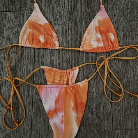 Tiger Mist Women S Orange And Pink Bikinis And Tankini Sets Depop