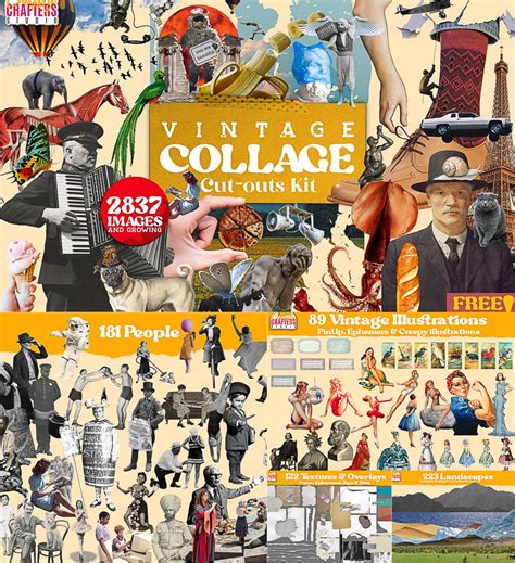 Vintage Collage Cut Outs Kit Free Download