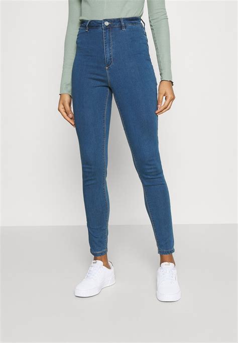 Missguided Vice Highwaistedwith Belt Loops Jeans Skinny Fit Blue Zalandode