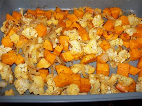 Place whole sweet potatoes into oven. Life on the Vegan Edge: Roasted Cauliflower and Sweet ...