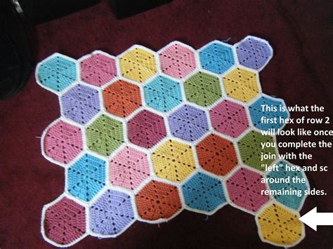 First Hex Row 2 Hexagon Crochet Pattern Crochet Blanket Edging
