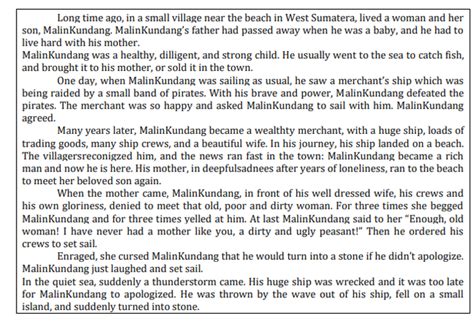 Generic Structure Narrative Text Malin Kundang yang Perlu Diketahui