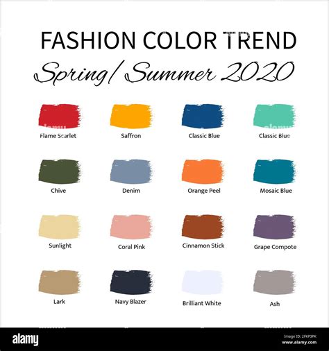 Fashion Color Trend Spring Summer 2020 Trendy Colors Palette Guide