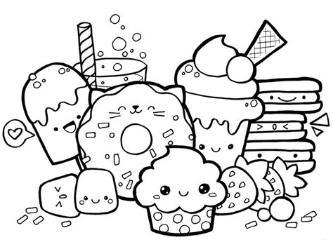 20 Cute Kawaii Food Coloring Pages Pack 1 Printable Instant Download Digital Download Coloring