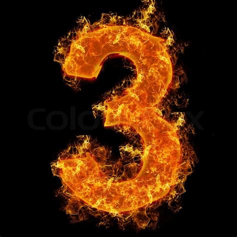 Fire Number 3 On A Black Background Stock Photo Colourbox