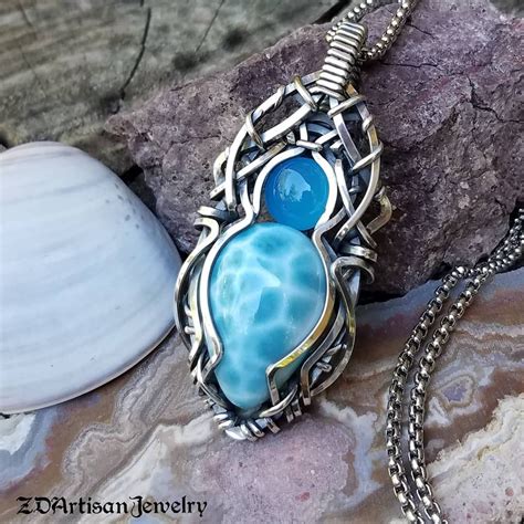 Dominican Larimar And Blue Onyx In Antiqued Sterling By Zdartisan