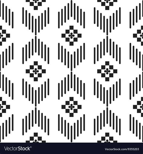 Black And White Ethnic Geometric Pattern Vector Image