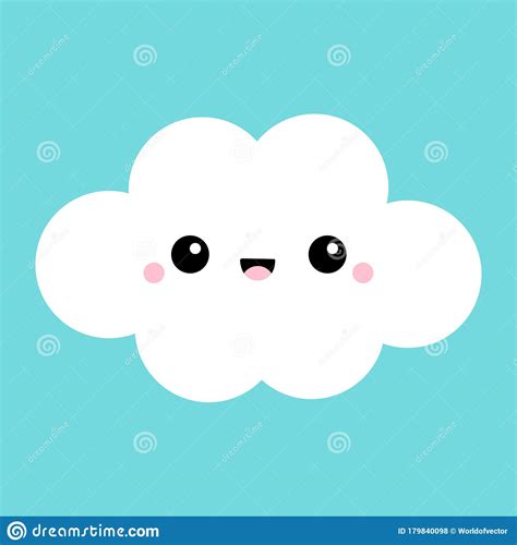 White Cloud Icon Smiling Face Tongue Fluffy Clouds Cute Cartoon