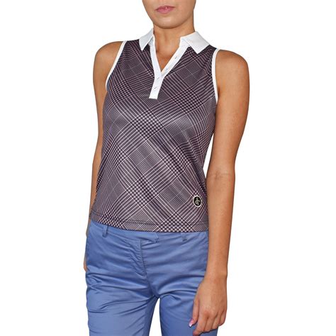 Cross Womens Glencheck Sleeveless Golf Shirt Navy Just 6799 Save