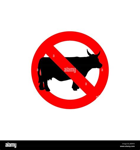 Stop Cow Prohibited Cattle Frozen Farm Animal Red Forbidden Sign