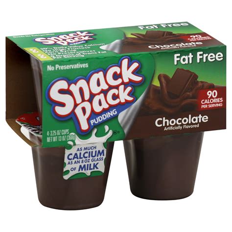 Hunts Snack Pack Pudding Fat Free Chocolate 4 Pk