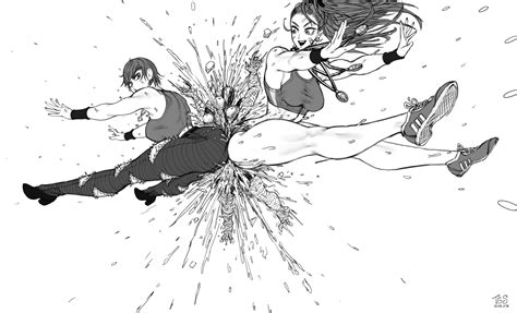 The Golden Smurf Captain Mizuki Tanktop Girl One Punch Man Torn Legwear Highres 2girls