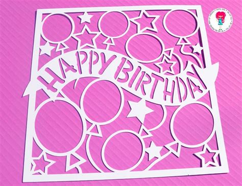Happy Birthday Paper Cut Template Svg Dxf Cutting File For