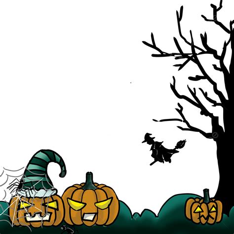 Gambar Halloween Horor Labu Pohon Mati Laba Laba Perbatasan Meriah