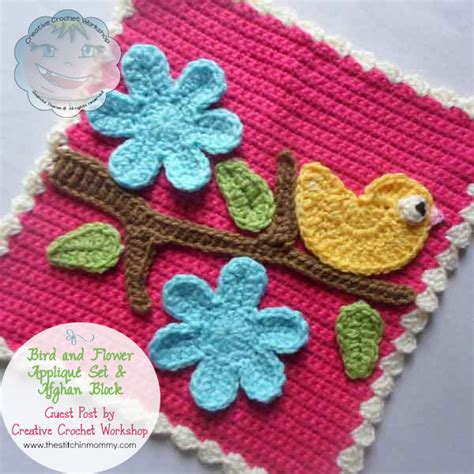 Bird And Flower Applique Set And Afghan Block Free Pattern