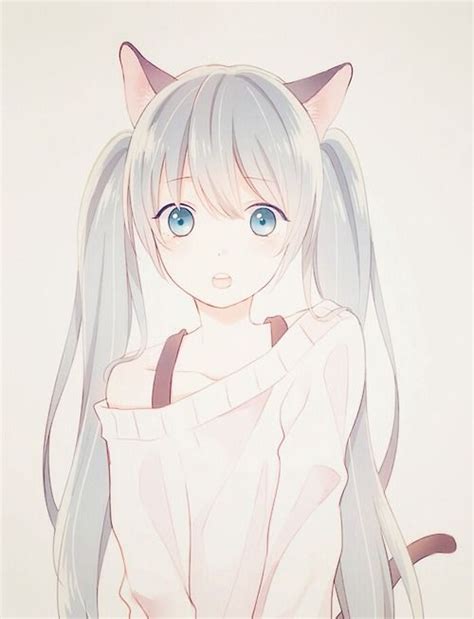 Anime Girl Art Cat Cute Hatsune Miku Kawaii Neko Vocaloid