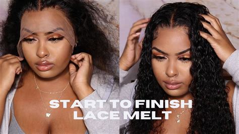how i install my lace front wigs and melt the lace ft curlyme hair start to finish install