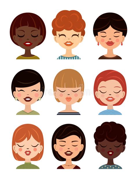 Set Of Women Avatars Profile Pictures Vector Girls Avatar Flat Icons
