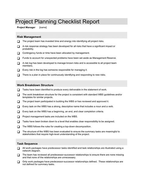 Project Planning Checklist Report In Word And Pdf Formats